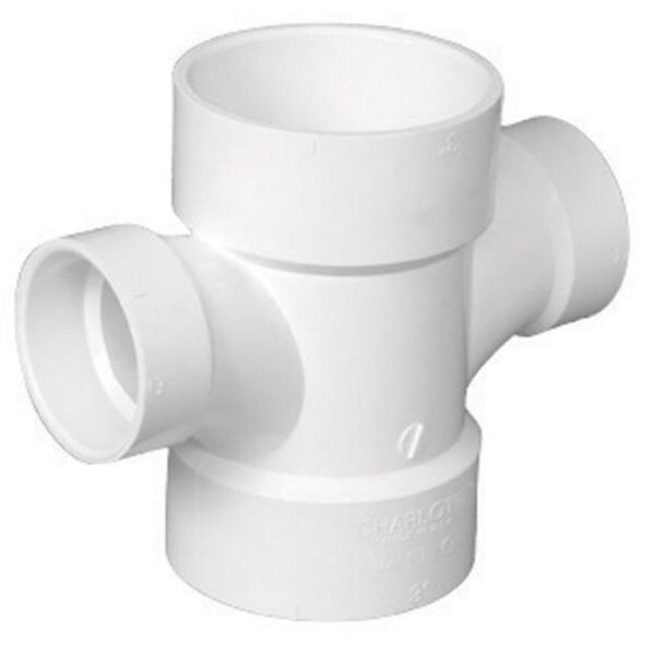 Charlotte Pipe And Foundry Charlotte Pipe & Foundry PVC004291200HA PVC -DWV Double Sanitary Tee; 3 x 3 x 2 x 2 in. 46355 - main